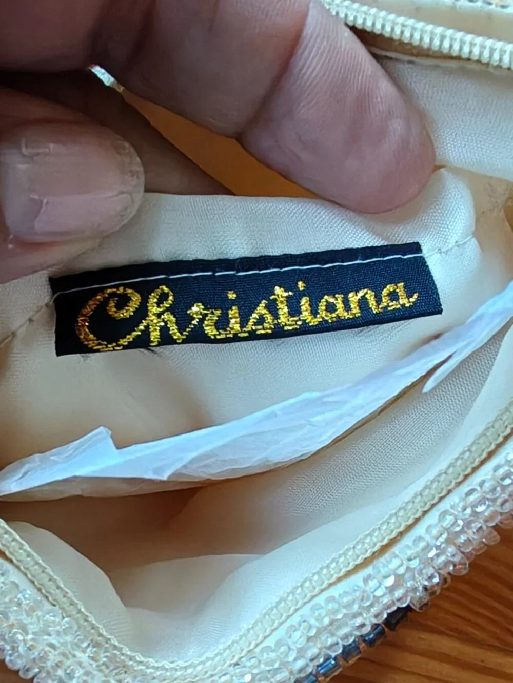 Vintage Christiana Clutch Purse Ivory Beaded Floral Micro Wedding Y2K NEW